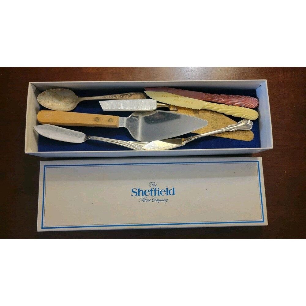 Vintage Pie Servers Knives & Spoon In Shefffield Box HOAN Japan